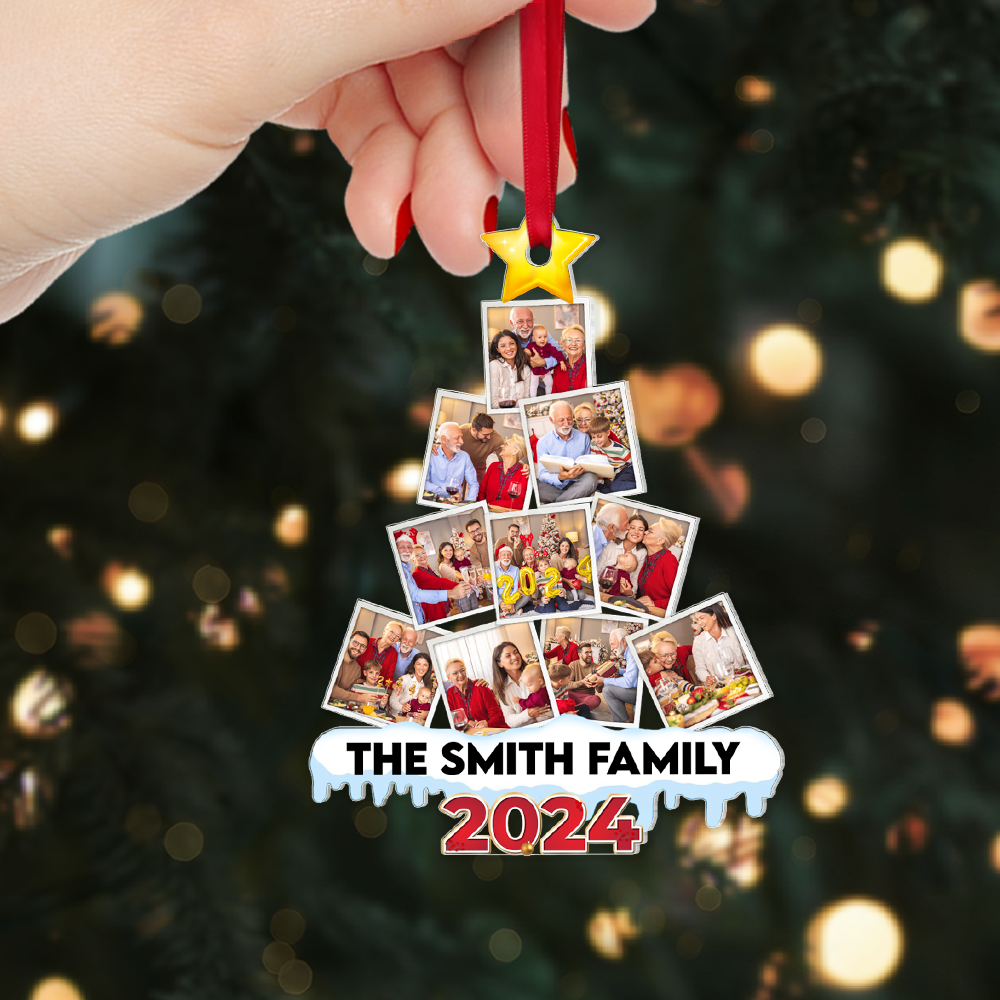 Custom Family Photo Christmas Tree Ornament - 2024 Edition Ornament PopCulturePrints