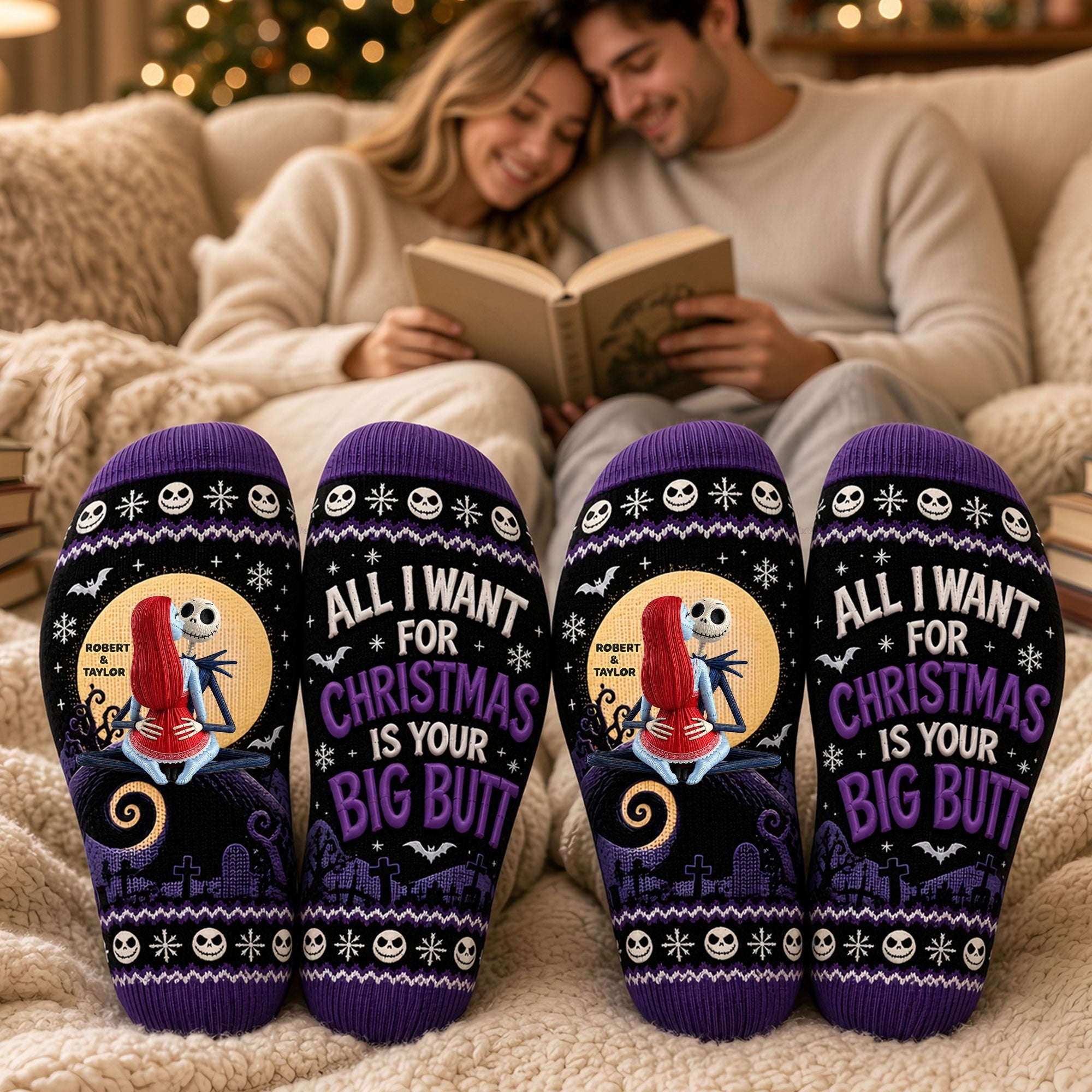 All I Want for Christmas is Your Big Butt - Personalized Midnight Mischief Christmas Socks