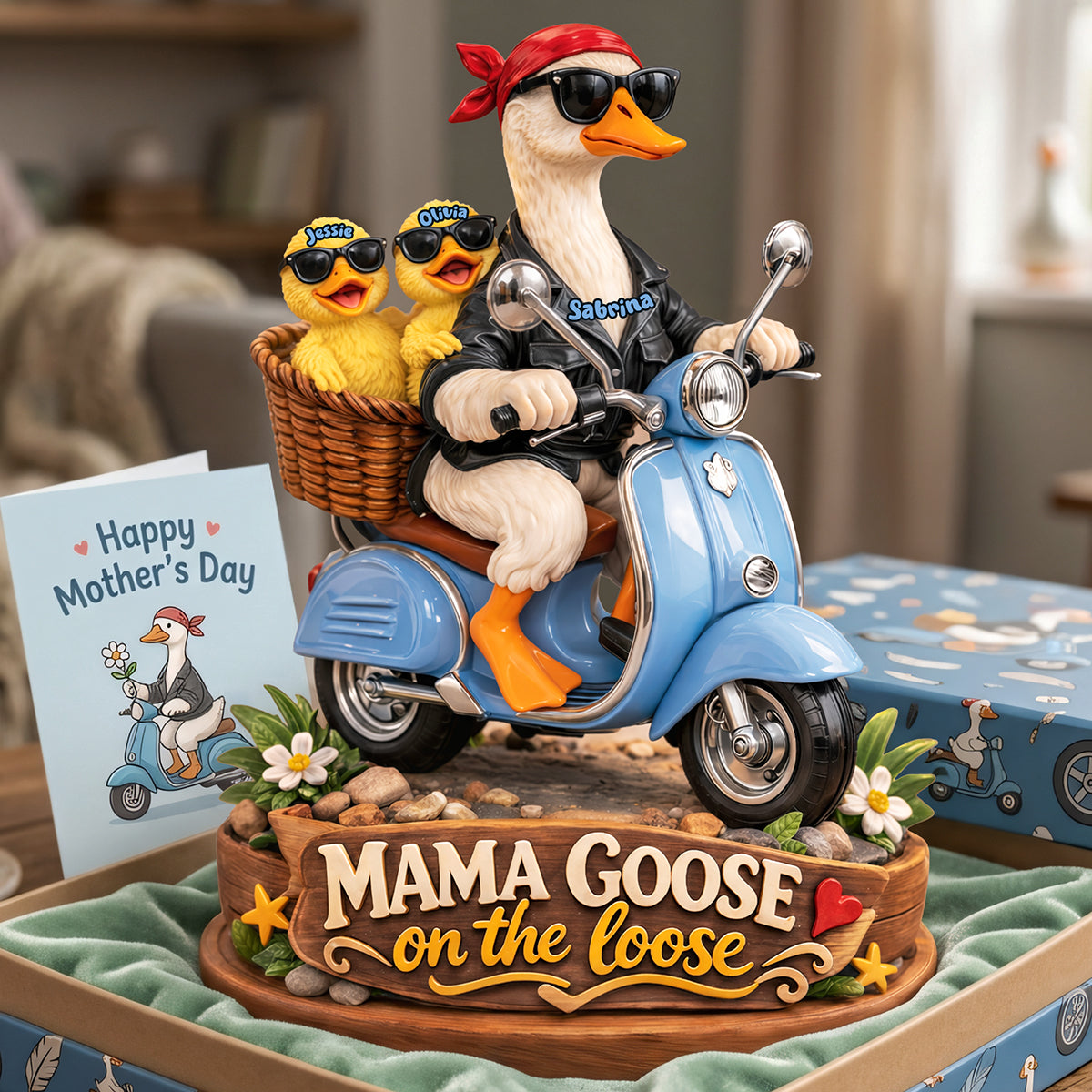 “Mama Goose On The Loose” - Personalized Gift for Mom, Perfect for Mother's Day, Grandma & More Shaped Plaques PopCulturePrints