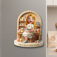Load image into Gallery viewer, Life is Short, Make it Sweet - Personalized Sweet Baking Girl Fridge Magnet Fridge Magnet PopCulturePrints
