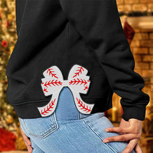 Load image into Gallery viewer, Festive Baseball Lover&#39;s Sweatshirt with Embroidered Bow
