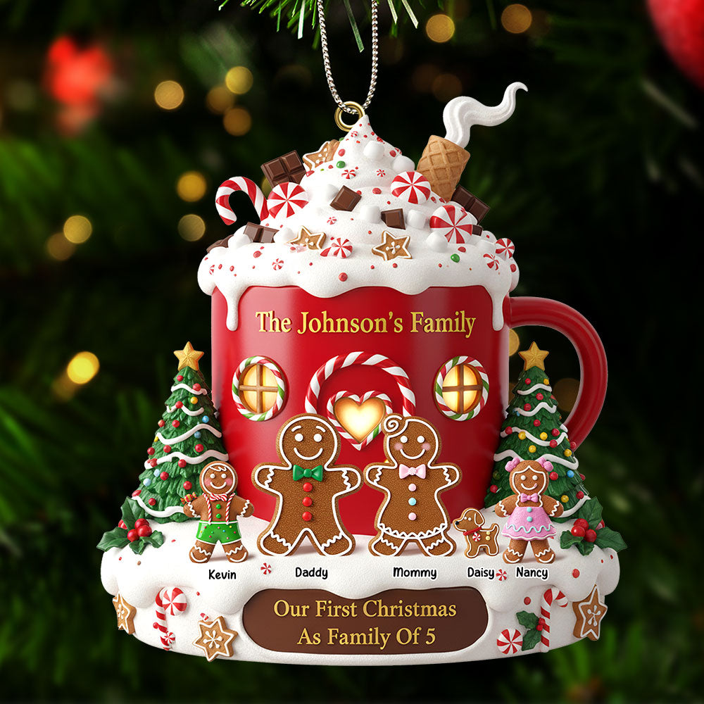 Celebrate Family Love with Our Gingerbread Family Ornament - Personalized Gift for Family Christmas Ornament PopCulturePrints