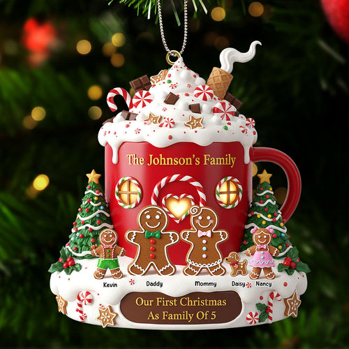 Celebrate Family Love with Our Gingerbread Family Ornament - Personalized Gift for Family Christmas Ornament PopCulturePrints