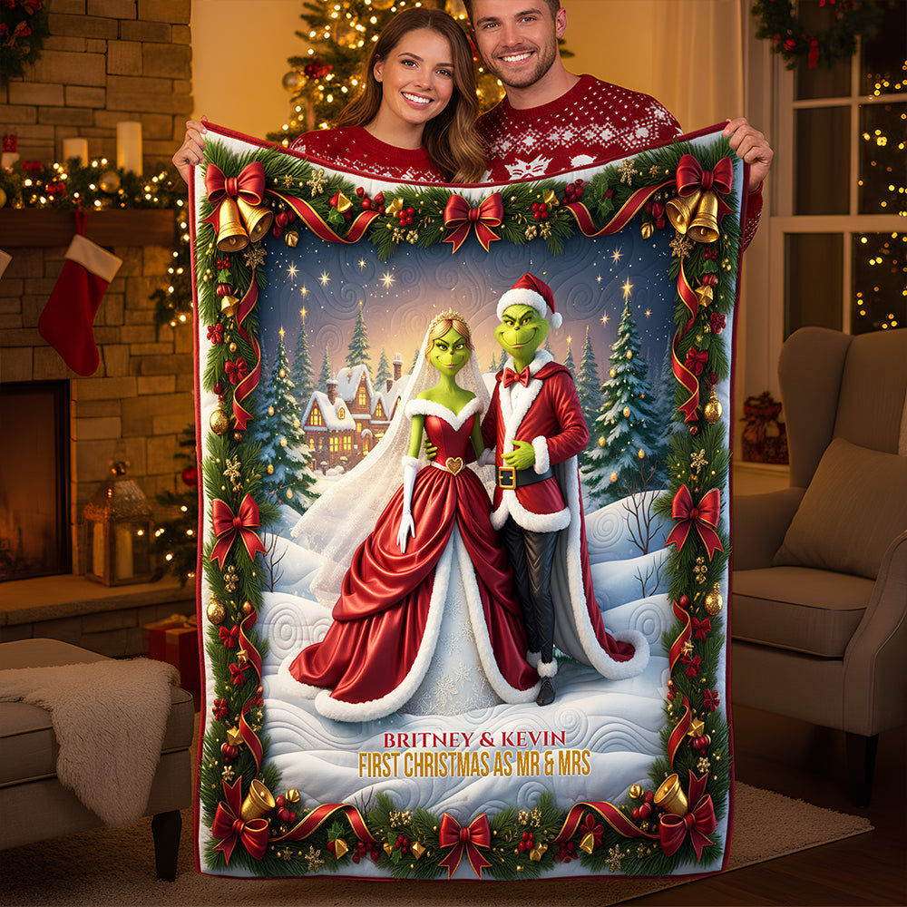 "Celebrate Your First Christmas Together!" - Personalized First Christmas Blanket for Couples Blanket PopCulturePrints