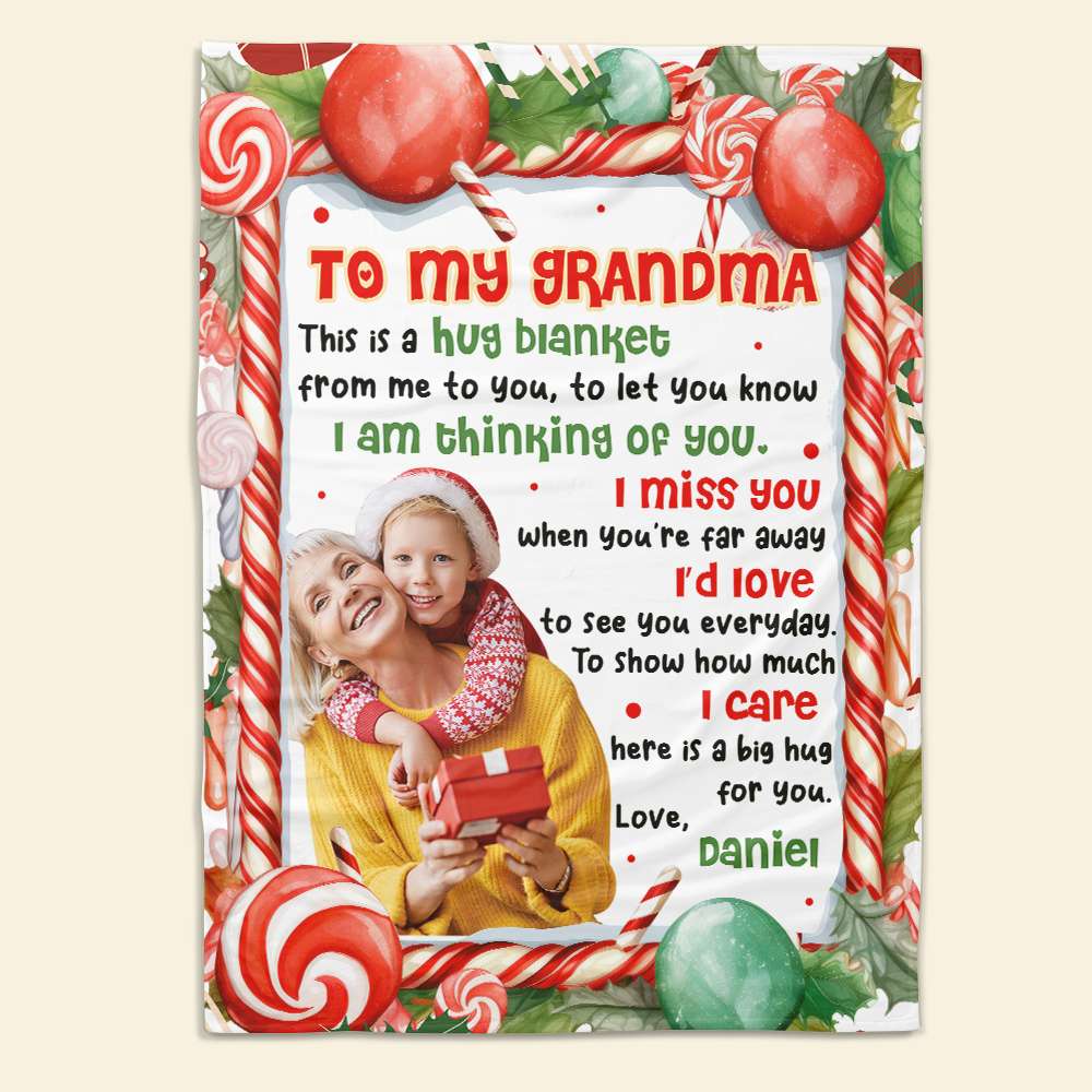 Personalized Christmas Hug Blanket for Grandma Blanket PopCulturePrints