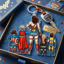 Load image into Gallery viewer, "For My Superhero Mom!" - Personalized Power Mom Keychain - Gift for Moms, Grandmas, and More Keychains PopCulturePrints
