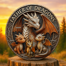 Load image into Gallery viewer, &quot;Father of Dragons&quot; - Personalized Acrylic Plaque Gift for Dads, Grandpas &amp; More Shaped Plaques PopCulturePrints
