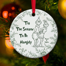 Load image into Gallery viewer, &#39;Tis The Season To Be Naughty - Flirty Green Monster Couples Ornament - Personalized Christmas Gift Ornament PopCulturePrints
