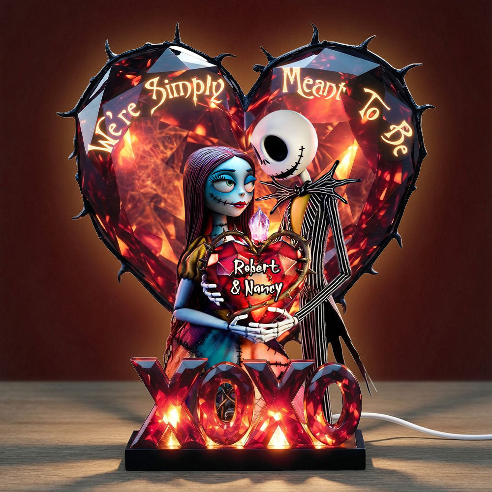 We're Simply Meant To Be - Gothic Romance Acrylic Light Box - Personalized Gifts for Couples