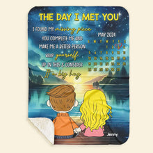 Load image into Gallery viewer, Personalized Cartoon Couple Blanket - The Day I Met You Blanket PopCulturePrints
