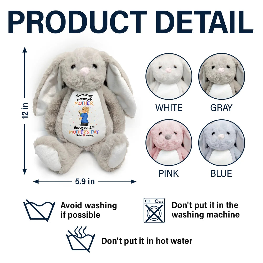 You're Doing A Great Job Mommy - Personalized Soft Toy Bunny - A Thoughtful Gift for Moms and Grandmas Soft Toy Bunny PopCulturePrints