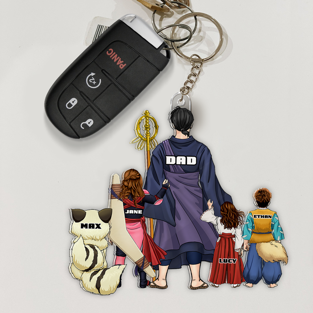 “Every Dad is a Hero” - Personalized Demon Dad Keychain - Unique Gift for Dads and Grandpas Keychains PopCulturePrints