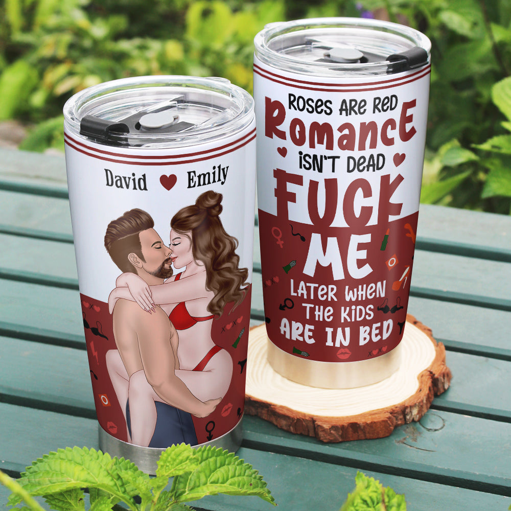 Personalized Couple Tumbler - Roses Are Red Romance Isn't Dead Tumbler Cup PopCulturePrints