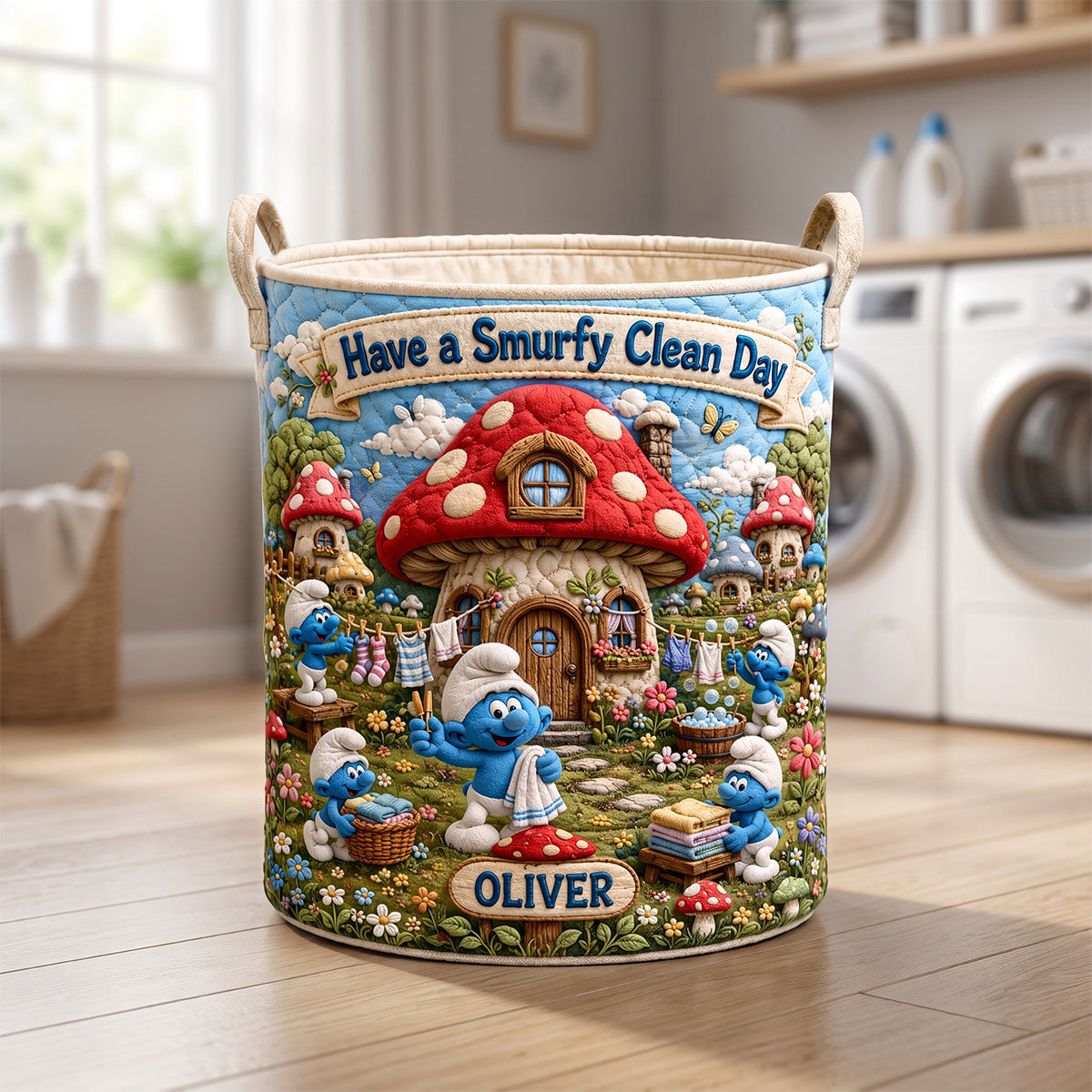 Blue Forest Friends Quilted Laundry Basket - Personalized Gifts 05hadh090726 Laundry Basket PopCulturePrints