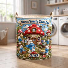 Load image into Gallery viewer, Blue Forest Friends Quilted Laundry Basket - Personalized Gifts 05hadh090726 Laundry Basket PopCulturePrints
