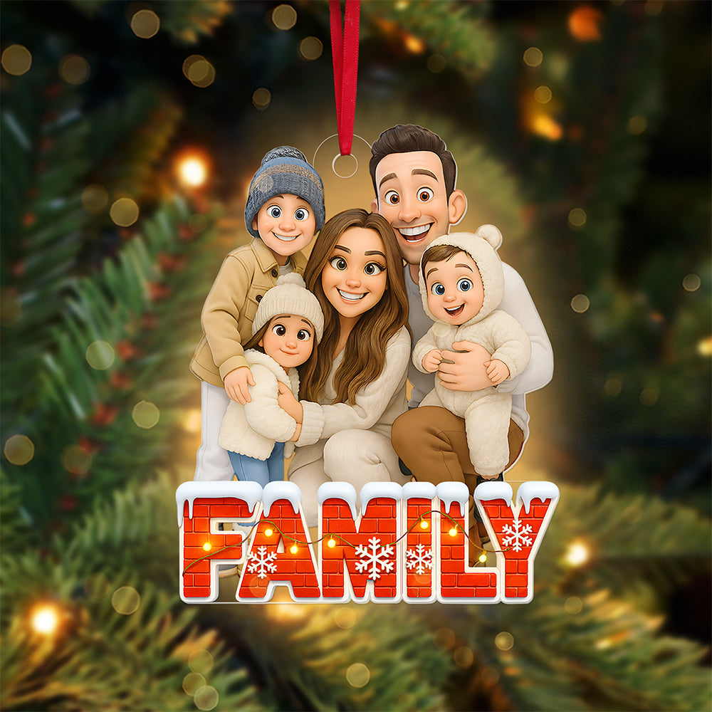 Capture Your Family's Joy: Family Cartoon Art Ornament - Personalized Photo Gift for Loved Ones Ornament PopCulturePrints