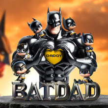 Load image into Gallery viewer, “Super Dad, Our Hero” - Personalized Dark Hero Dad Acrylic Plaque - Unique Gift for Fathers &amp; Grandpas Shaped Plaques PopCulturePrints
