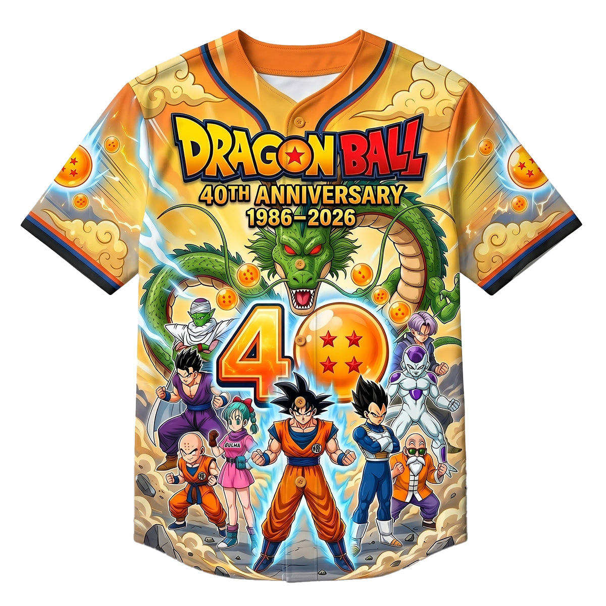 40th Anniversary Adventure Baseball Jersey - Personalized Gift for Dragon Ball Fans AOP Products PopCulturePrints