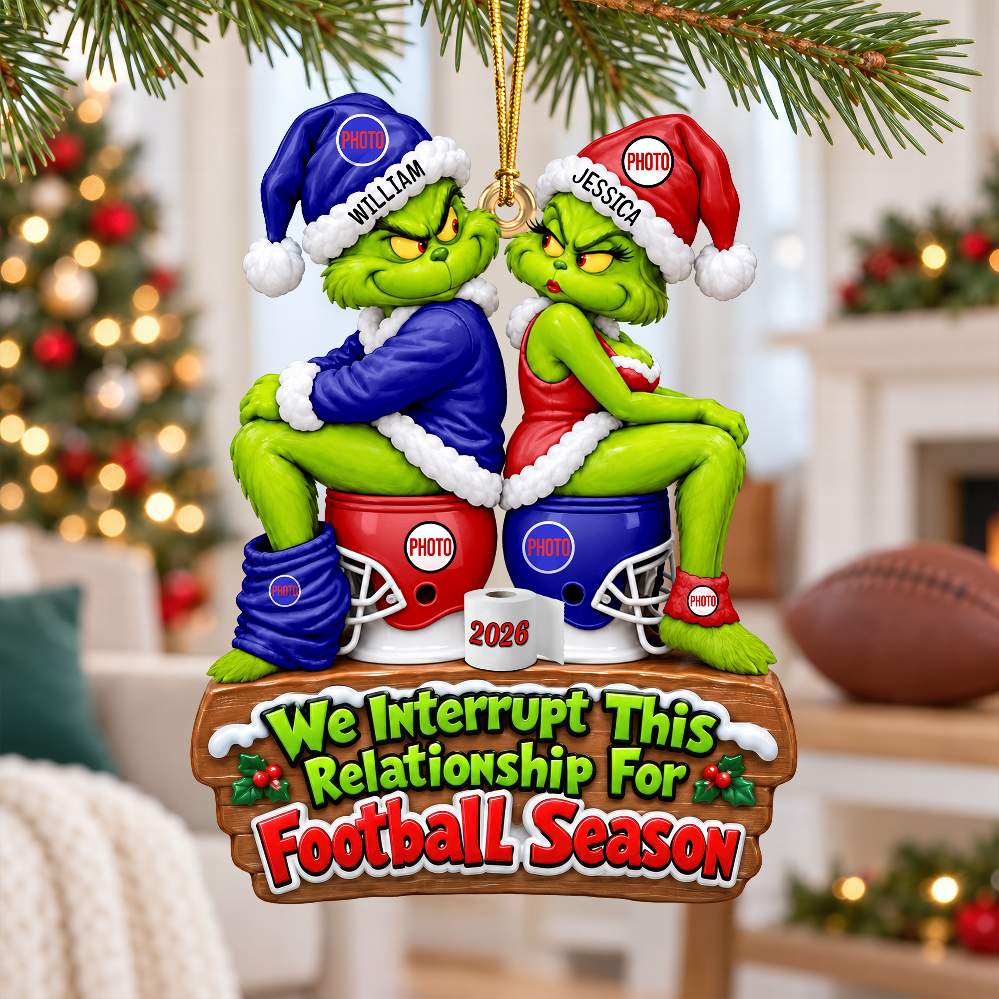 We Interrupt This Relationship for Football Season - Personalized Gift for Sport-Loving Couples Ornament PopCulturePrints