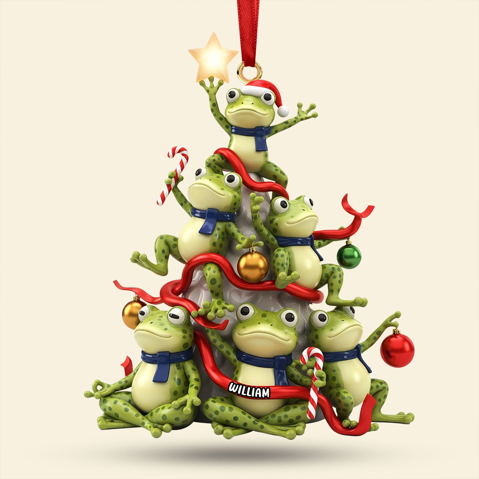 Hop Into the Holidays! - Personalized Funny Frog Ornament Ornament PopCulturePrints