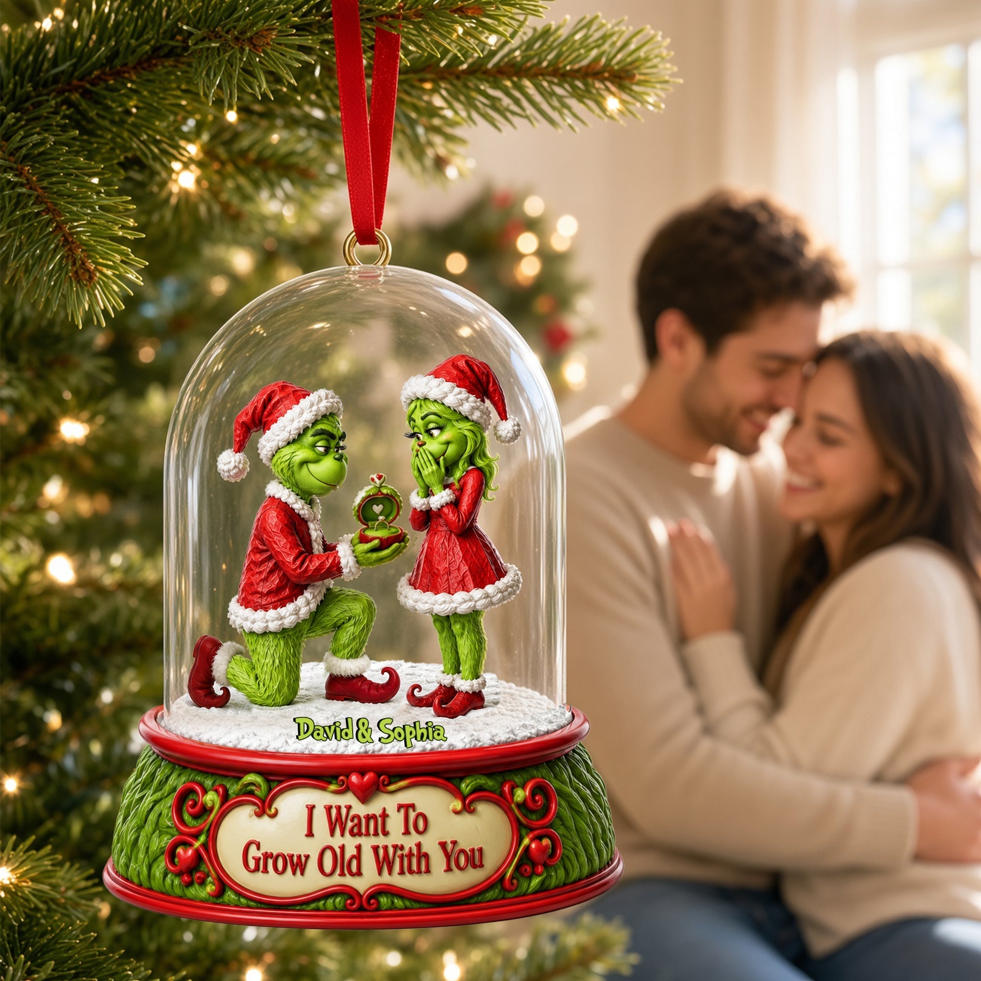 I Want To Grow Old With You - Forever Love Christmas Acrylic Ornament | Personalized Gift for Couples Ornament PopCulturePrints