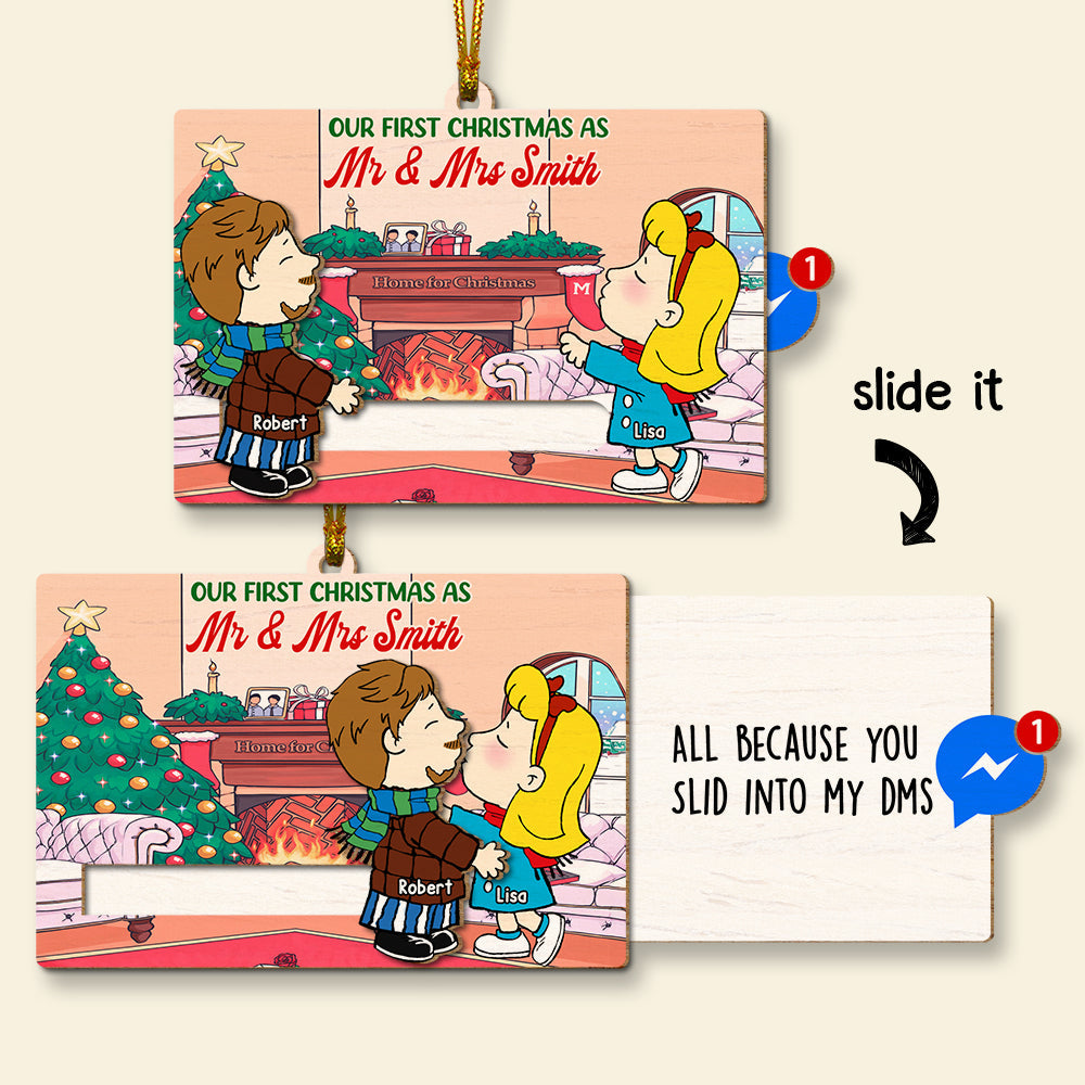 Personalized Christmas Wooden Ornament for Couples - Valentine’s Day Gifts Ornament PopCulturePrints