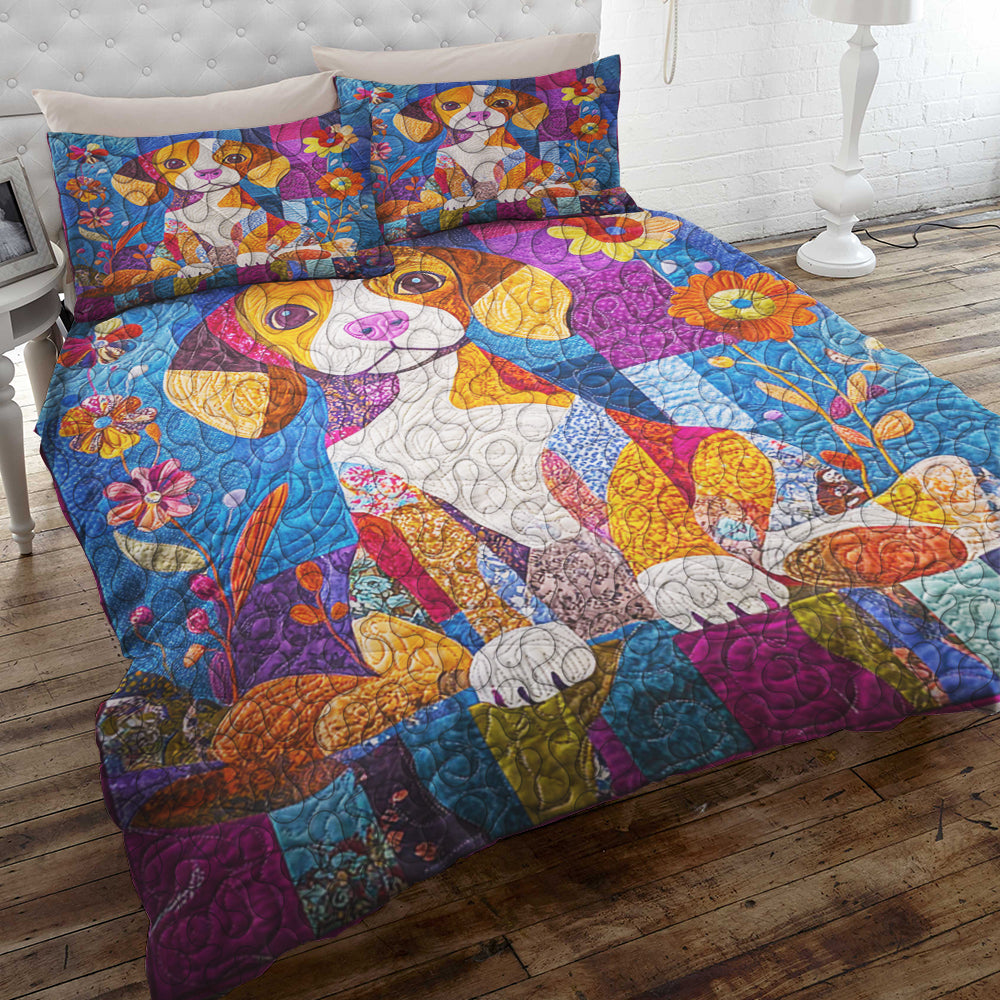 Festive Beagle Dog Quilt Bed Set for Christmas Blanket PopCulturePrints
