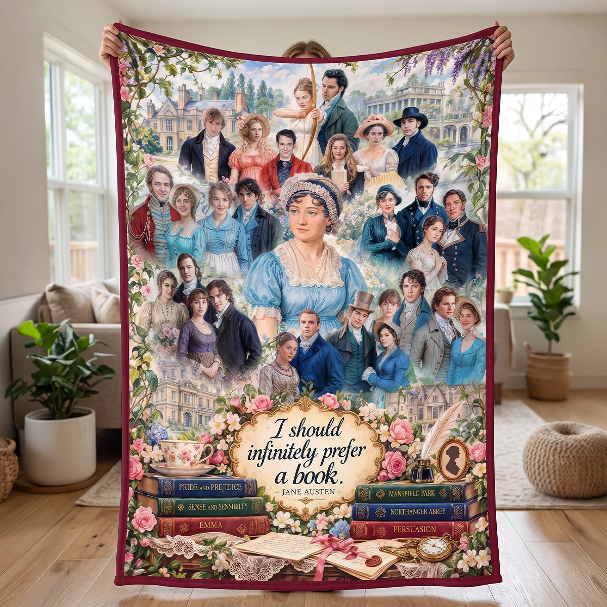 I Should Infinitely Prefer A Book - Personalized Regency Fiction Blanket for Reading Lovers Blanket PopCulturePrints
