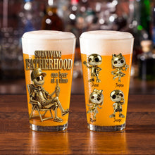 Load image into Gallery viewer, Surviving Fatherhood: One Beer at a Time - Personalized Spooky Dad and Kids Beer Glass Beer Glasses PopCulturePrints
