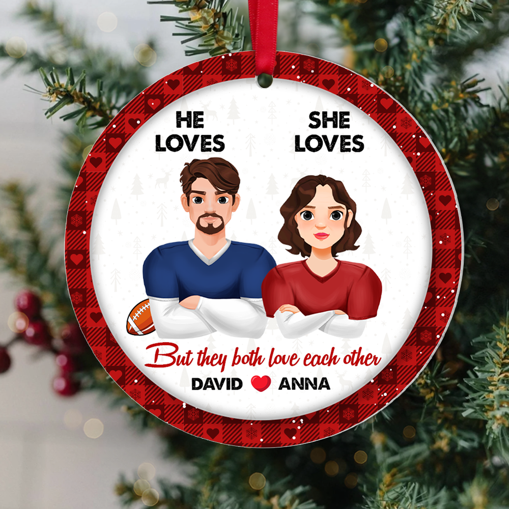 Personalized Football Couple Christmas Ornament - Perfect Valentine's Day Gift Ornament PopCulturePrints