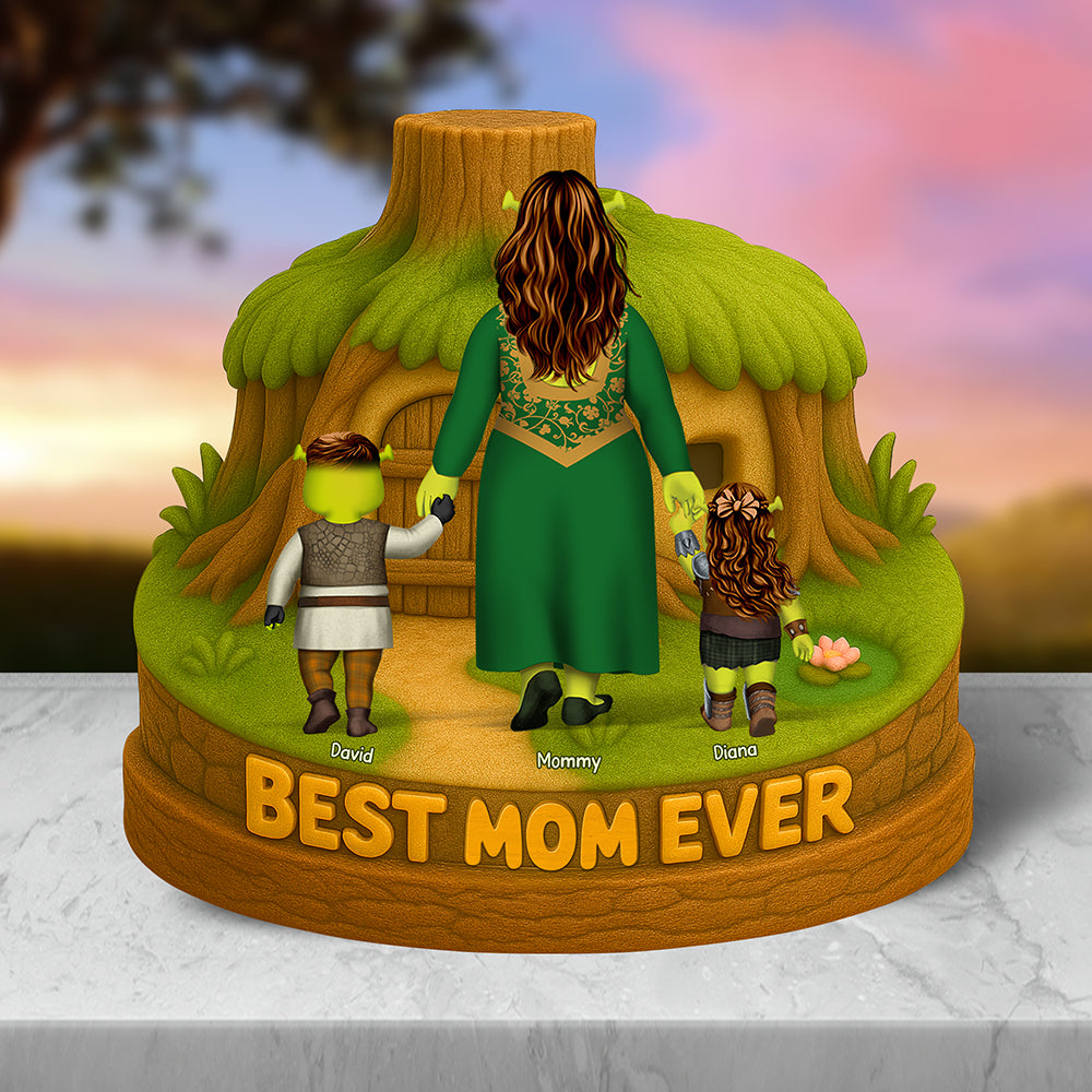 Best Mom Ever - Personalized Green Monsters Plaque | Unique Gift for Mom and Grandma Shaped Plaques PopCulturePrints