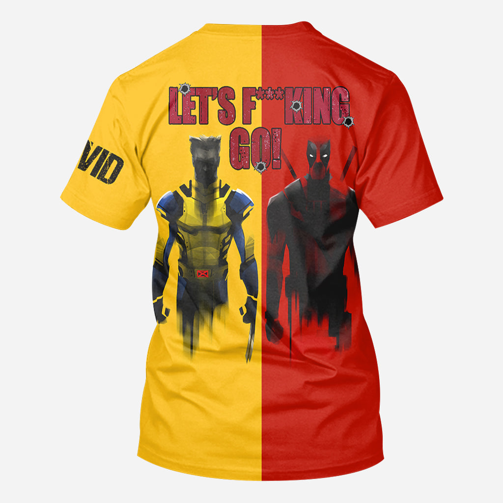 Personalized Deadpool & Wolverine All Over Shirt - Let's F***ing Go!