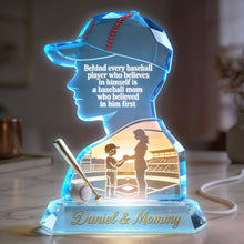 Load image into Gallery viewer, "Behind Every Baseball Player..." Proud Baseball Mom Light Box - Personalized Gift for Mom, Grandma, or Any Baseball Lover Light Box PopCulturePrints

