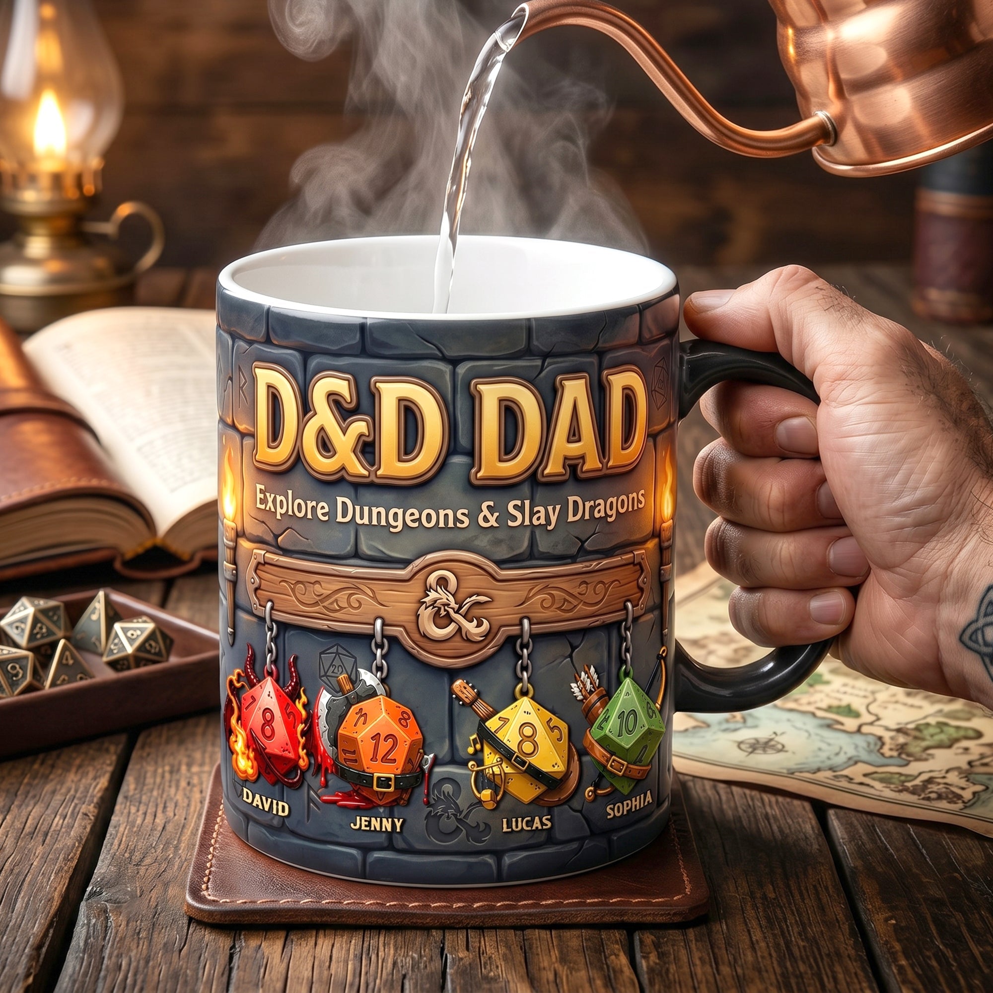 Epic D&D Dad: Explore Dungeons & Slay Dragons - Personalized Coffee Mug for Dad & Grandpa Coffee Mug PopCulturePrints