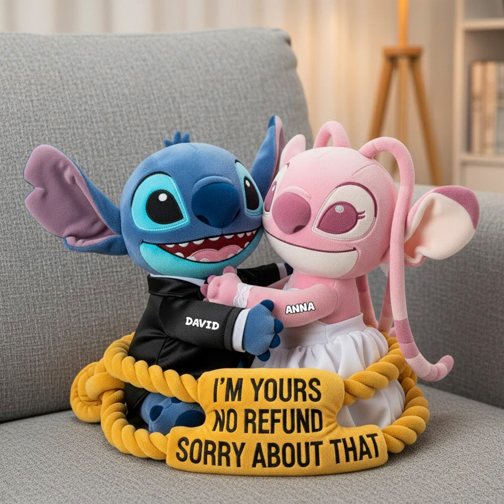 "I'm Yours, No Refund!" - Cute Aliens Couple Shaped Pillow - Personalized Gift for Couples, Friends & Space Lovers Pillow PopCulturePrints