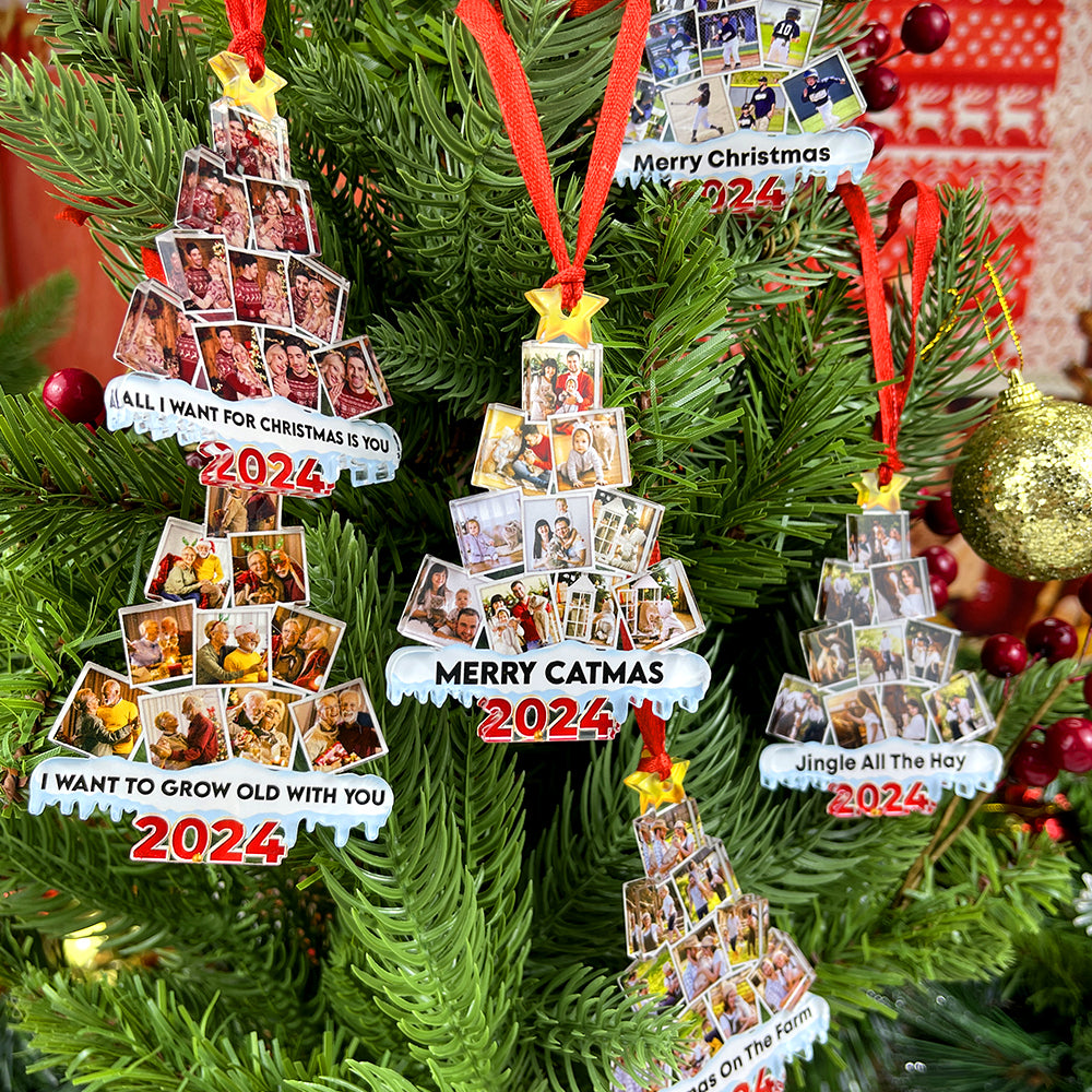 Personalized 2024 Christmas Tree Photo Ornaments Ornament PopCulturePrints