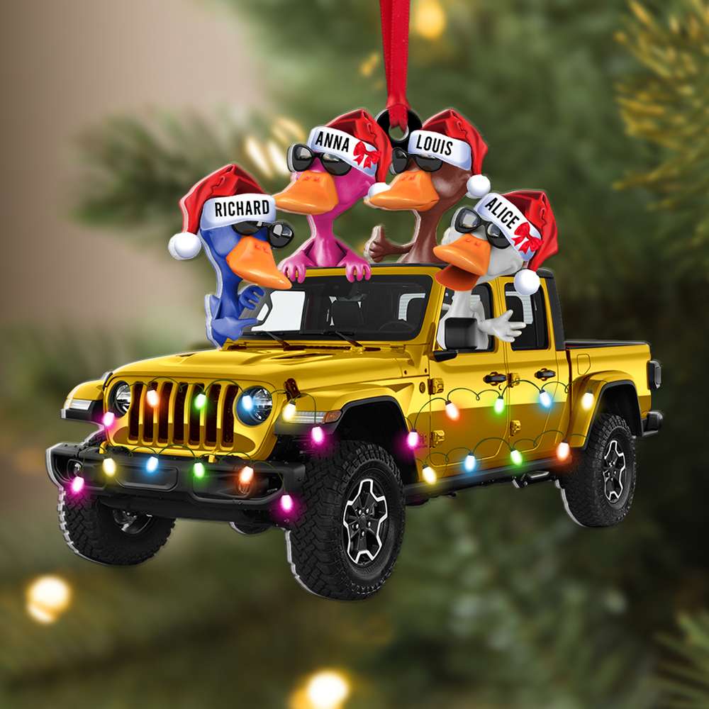 Custom Christmas Duck And Truck Personalized Ornament