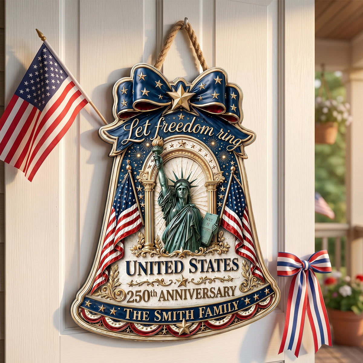 Let Freedom Ring - Celebrate the 250th Anniversary of America - Personalized Acrylic Sign for Families