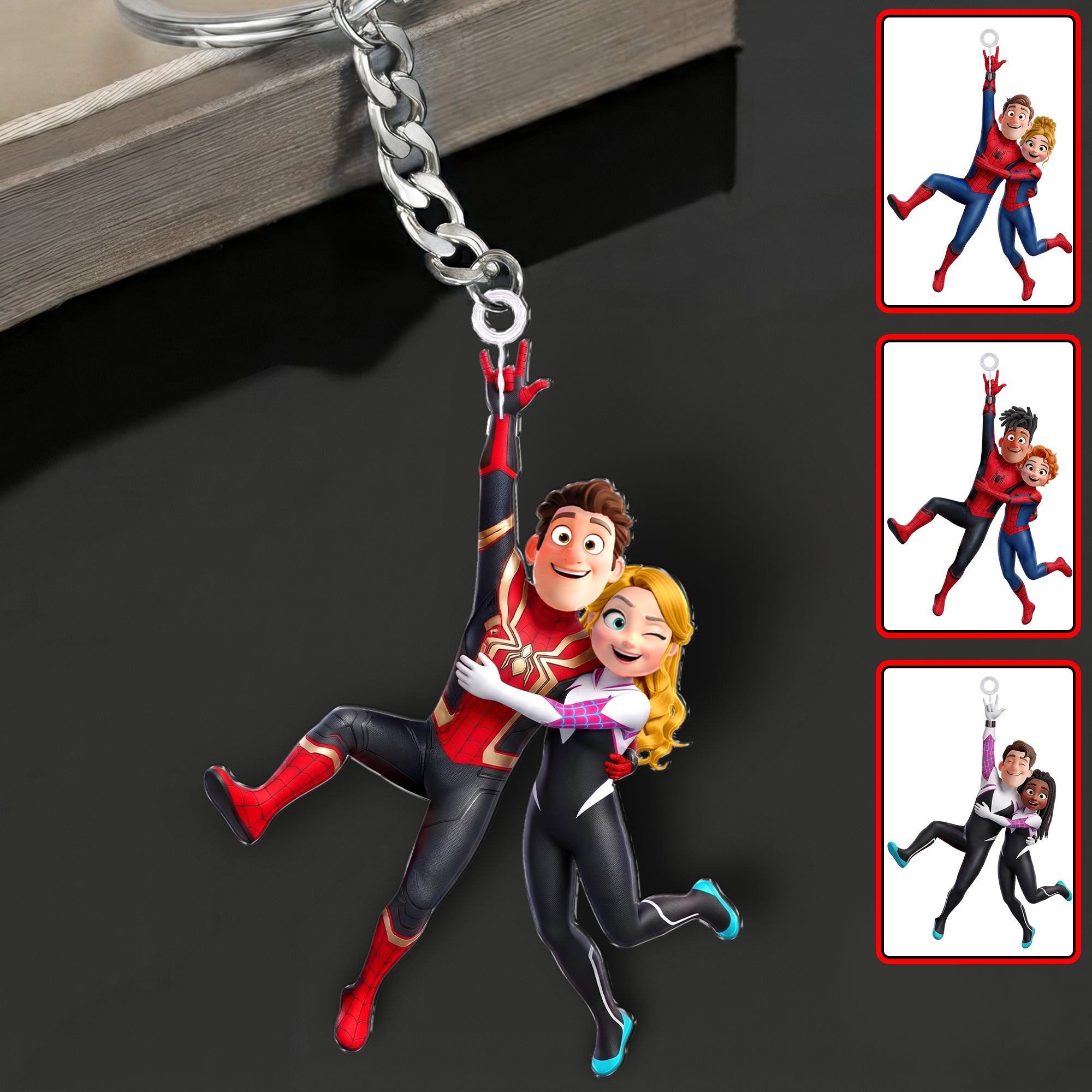 Hanging Together Couple Keychain - Personalized Gift for Couples