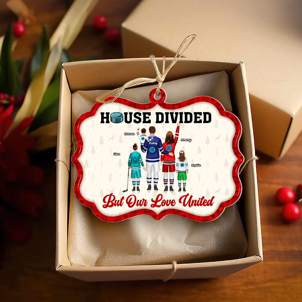 Personalized Ice Hockey Family Christmas Ornament - House Divided Ornament PopCulturePrints