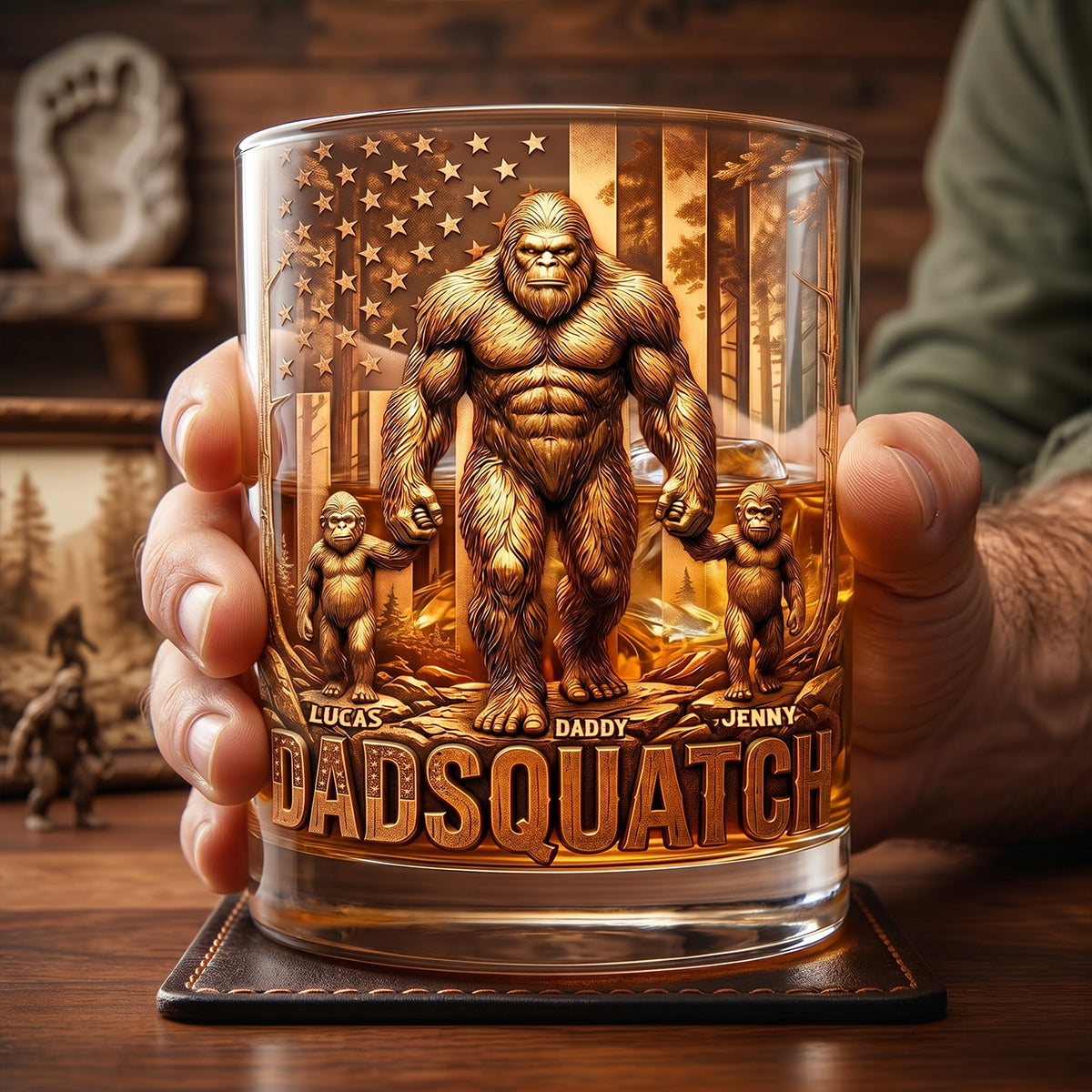 Celebrate Wild Dad Energy - Personalized Round Glass Gift for Dads & Grandpas Glass PopCulturePrints
