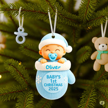 Load image into Gallery viewer, Celebrate Baby&#39;s First Christmas with Personalized Ornament - Custom Gift for New Parents and Cherished Memories Ornament PopCulturePrints
