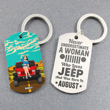 Load image into Gallery viewer, Personalized Jeep Lover Women Born in August Keychain
