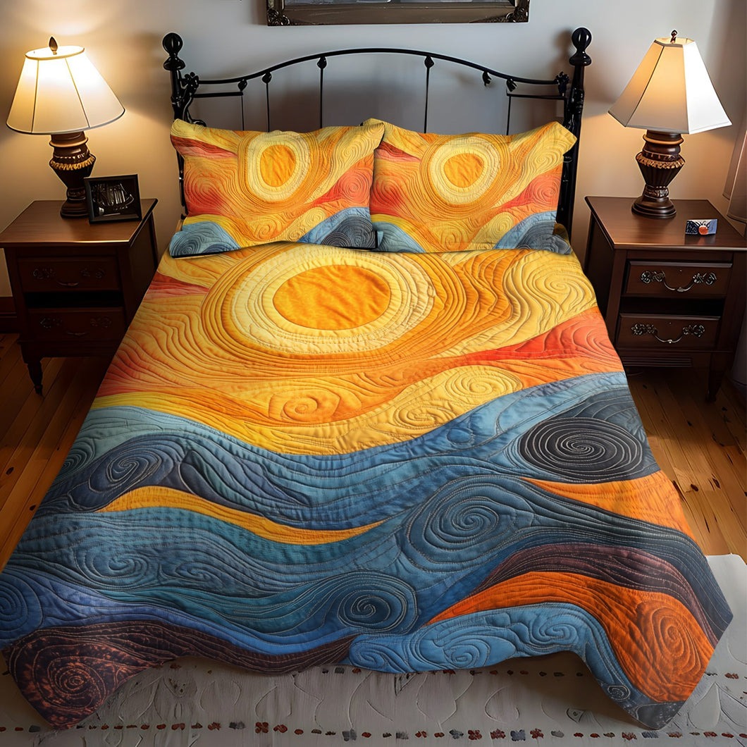 Radiant Sunshine Horizon Quilt Bedding Set Blanket PopCulturePrints