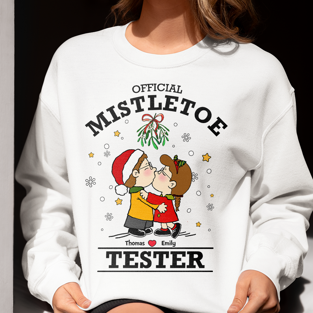 Customizable Couple Sweatshirt - Kissing Under Mistletoe