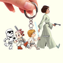 Load image into Gallery viewer, “A Strong Mom Always Leads the Way” - Personalized Strong Mom And Kids Acrylic Keychain - Gift for Mom, Grandma, and More Keychains PopCulturePrints
