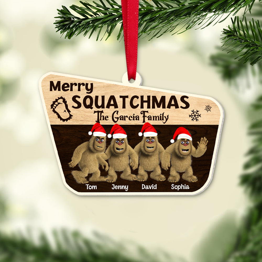 Personalized Merry Squatchmas Christmas Ornament for Family