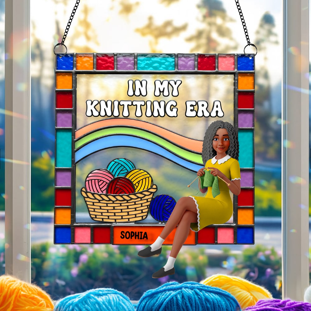 "In My Knitting Era": Customized Suncatcher Ornament - Perfect Gift for Knitting Lovers Ornament PopCulturePrints