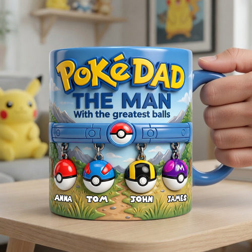 “PokéDad: The Man With the Greatest Balls” - Personalized Coffee Mug for Dad Coffee Mug PopCulturePrints