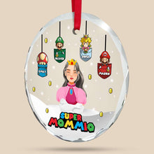 Load image into Gallery viewer, Personalized Super Mom Crystal Ornament - Custom Family Christmas Gift
